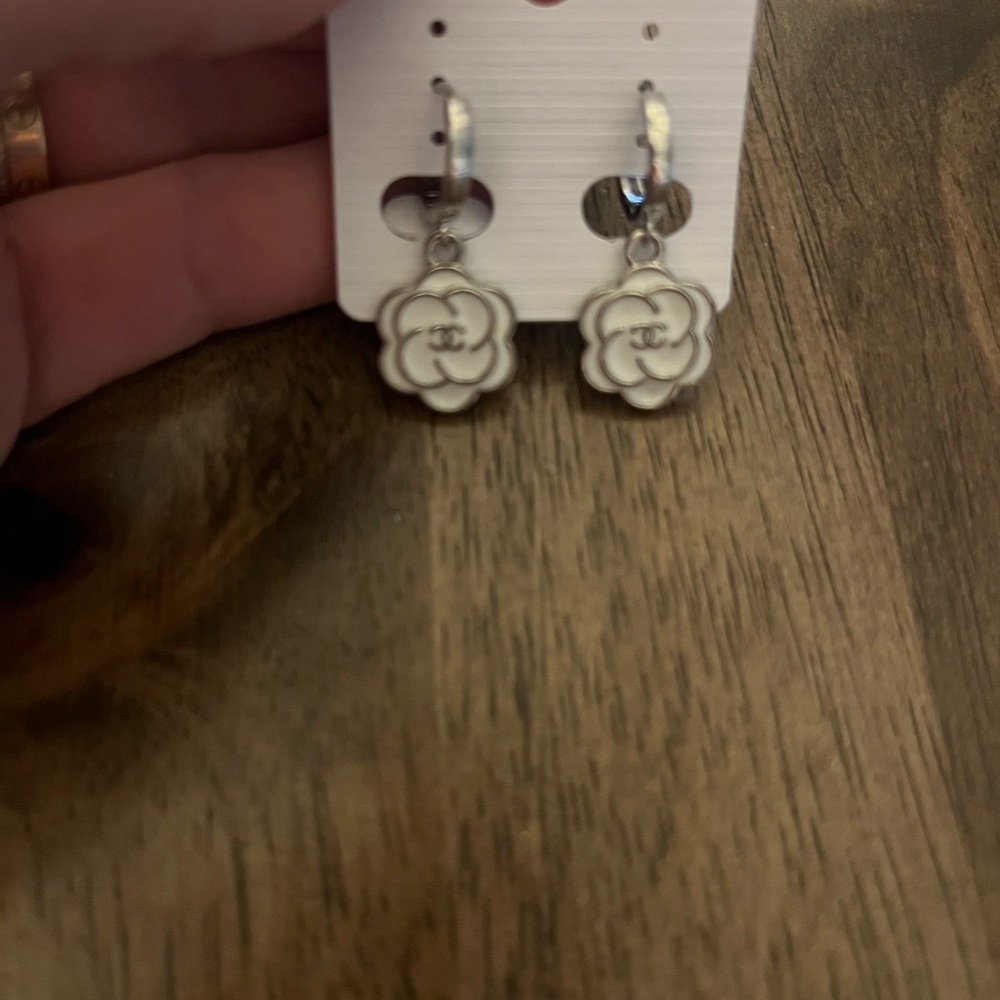 Silver Floral Drop Earrings